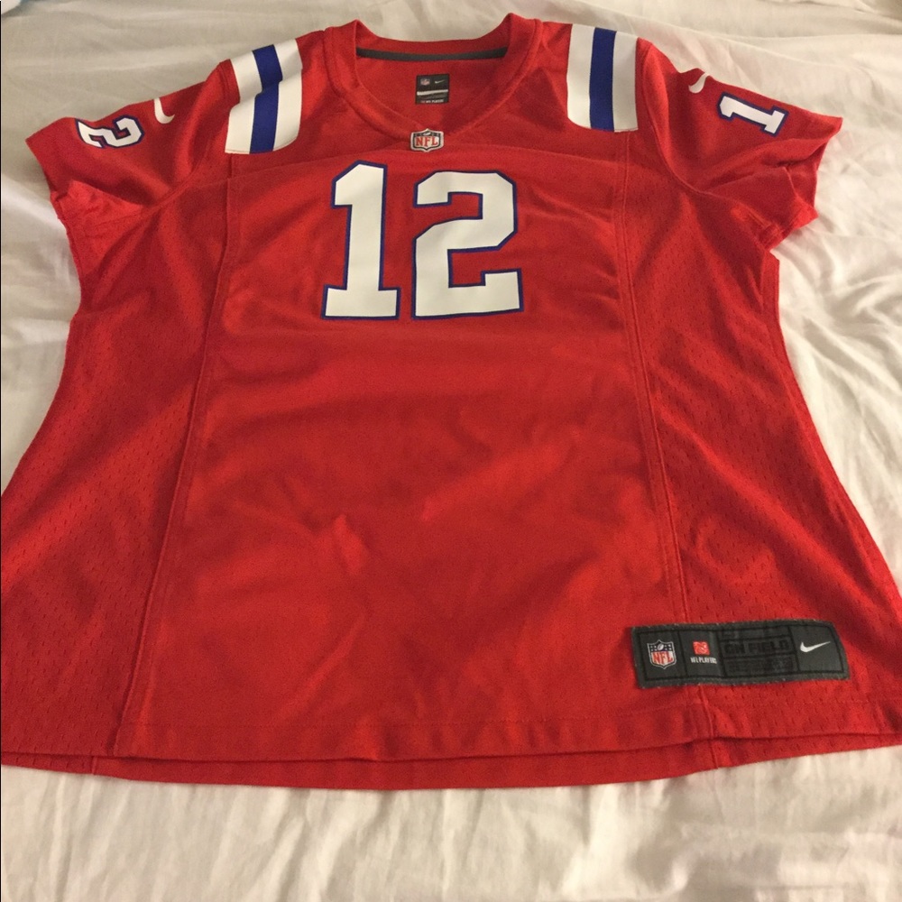 Tom Brady 12 red Patriots jersey Nike NFL rare XL